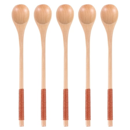 

Etereauty Spoons Stirring Wooden Long Handle Coffee Eating Tea Ice Cream Dessert Sugar Honey Mixing