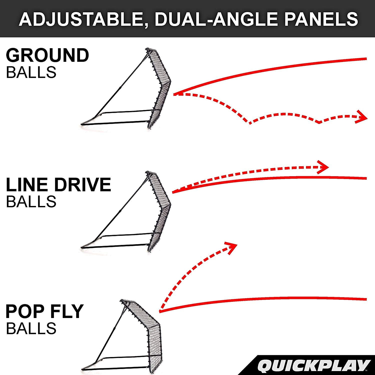 QuickPlay PRO Rebounder Adjustable Angle Multi-Sport Trainer | Soccer Rebounder or Baseball & Softball Pitch Back | Ideal for Team and Solo Training