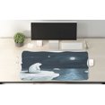 thumbnail image 2 of Winter Computer Mouse Pad, Cartoon Style Hand Drawn Polar Bear in the Arctic Staring at the Moon Image Print, Rectangle Non-Slip Rubber Mousepad X-Large, 35" x 15", Blue White, by Ambesonne, 2 of 2