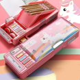 thumbnail image 1 of Multifunction Pencil Case Pencil Box With 2 Compartments Compatible With Students - Cartoon Pattern, 1 of 1