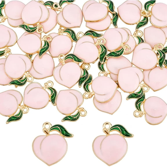 1 Box 50Pcs Peach Enamel Charms Peach Charms Bulk Fruit Charms