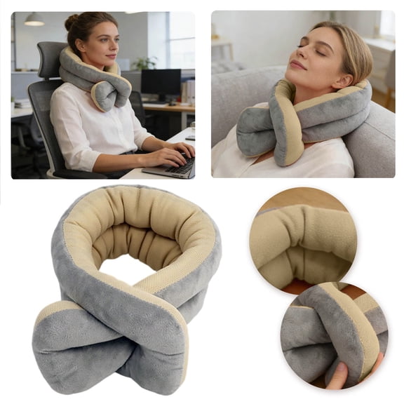 Memory Foam Travel Neck Pillow Flexible Travel Support For Airplane Sleeping With 45cm Neck Circumference(Beige-29In)