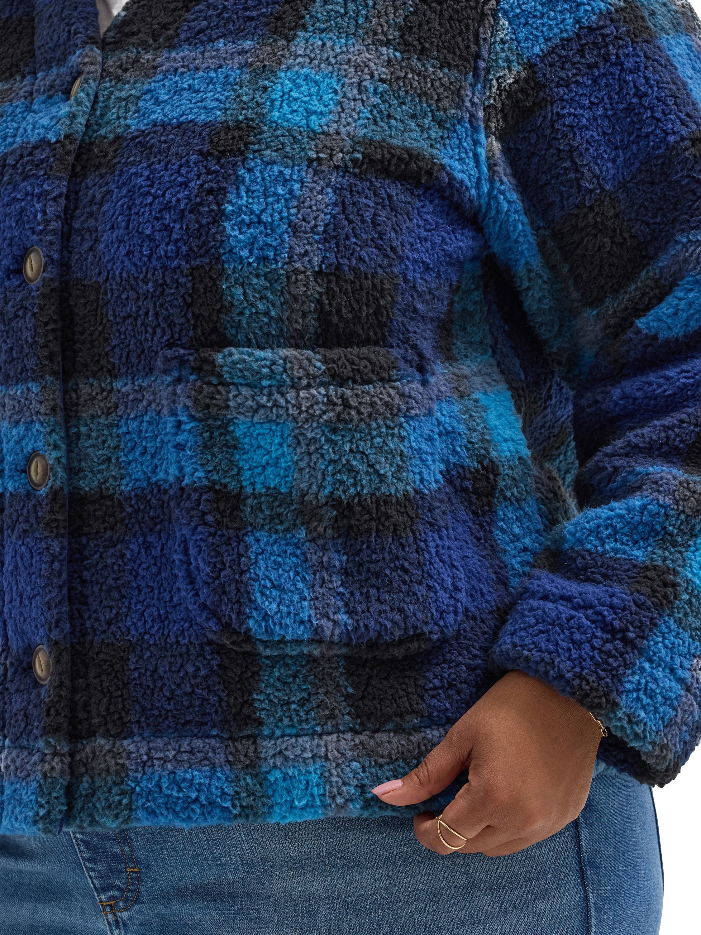 Lee® Women's Plus V-Neck Fleece Cardigan