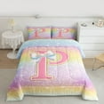 thumbnail image 2 of Homewish Kawaii Girls Letter P Bedding Comforter Set for Kid, Cartoon Monogrammed Twin Comforter Sets, Bling Stars Rainbow Reversible Bedding Set, Super Cozy Room Decor, 2pcs, 2 of 8