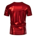 thumbnail image 4 of Penkiiy Men's Shiny Rave Tanks Short Sleeve Bodycon 70s Disco Dance Shirts Music Festival Outfits T-Shirts XL Red, 4 of 9