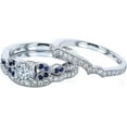 thumbnail image 2 of Dreamofdazzles Jewels 925 Sterling Silver 3.40 Ct Round Cut Diamond & Blue Sapphire Wedding Engagement Bridal Ring Set 14K White Gold Plated For Women's -7, 2 of 4