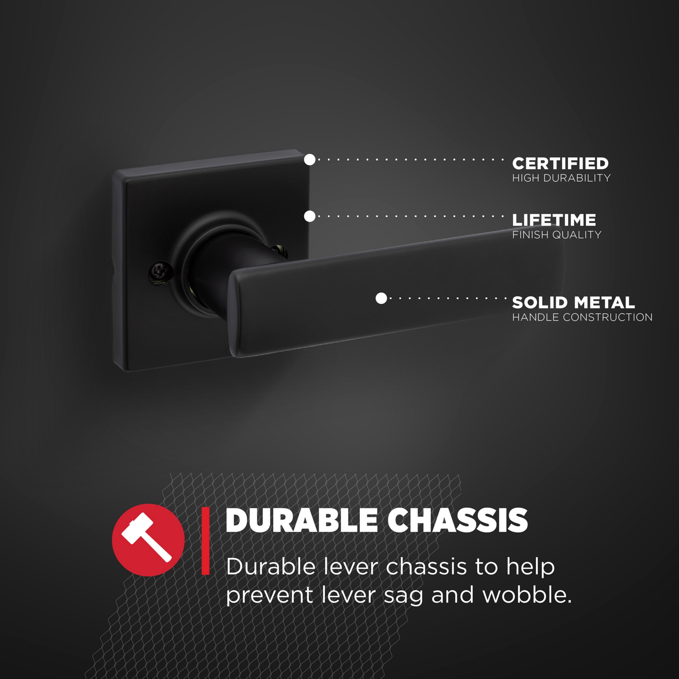 Kwikset Breton Square Half-Dummy Lever Doorknob Matte Black