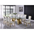 thumbnail image 4 of 9pc dining set- Recatngle Glass table with gold color base and White faux leather chairs, 4 of 4