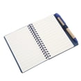 thumbnail image 4 of Cuaderno portátil sencillo de cuero con doble espiral para estudiantes, bloc de notas con bolígrafo, papelería para negocios y oficina, color azul, 4 of 14
