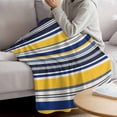 thumbnail image 3 of Navy Blue Yellow Striped Blanket Soft Cozy Warm Throw Blanket for Couch, Plush Fuzzy Flannel Fleece Blankets for Sofa, Farmhouse Vintage Stripe Bed Blankets Lightweight Gifts for Women, 30"x40", 3 of 9
