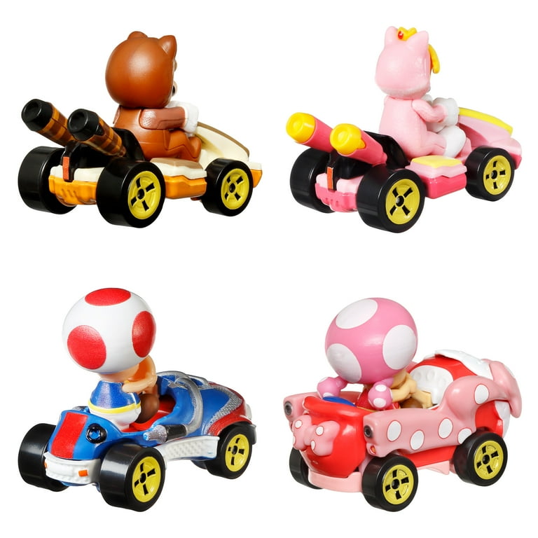 Free Shipping! Hot Wheels Mario Kart Vehicles 4-Pack 1:64 Scale