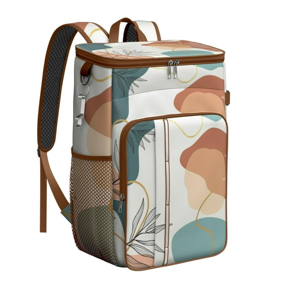Nordic Style Boho Cooler Backpack - 20L Insulated Leakproof Bag, Bohemian Design for Beach