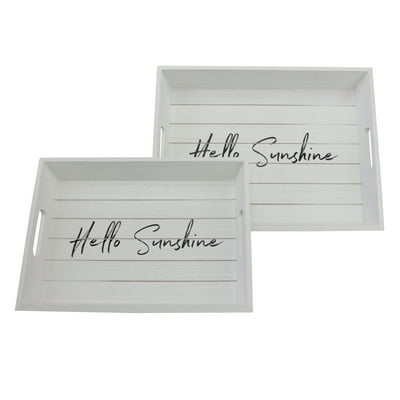 Buy Woven Paths Rectangle Worn White Wooden Hello Sunshine Serving In Michaels Place Card Template