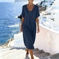 thumbnail image 4 of TIHLMK Women's V-Neck Short Sleeve Pocket Maxi Dresses Half Sleeve Casual Long Dresses with Relaxed Fit for Everyday Wear, 4 of 9