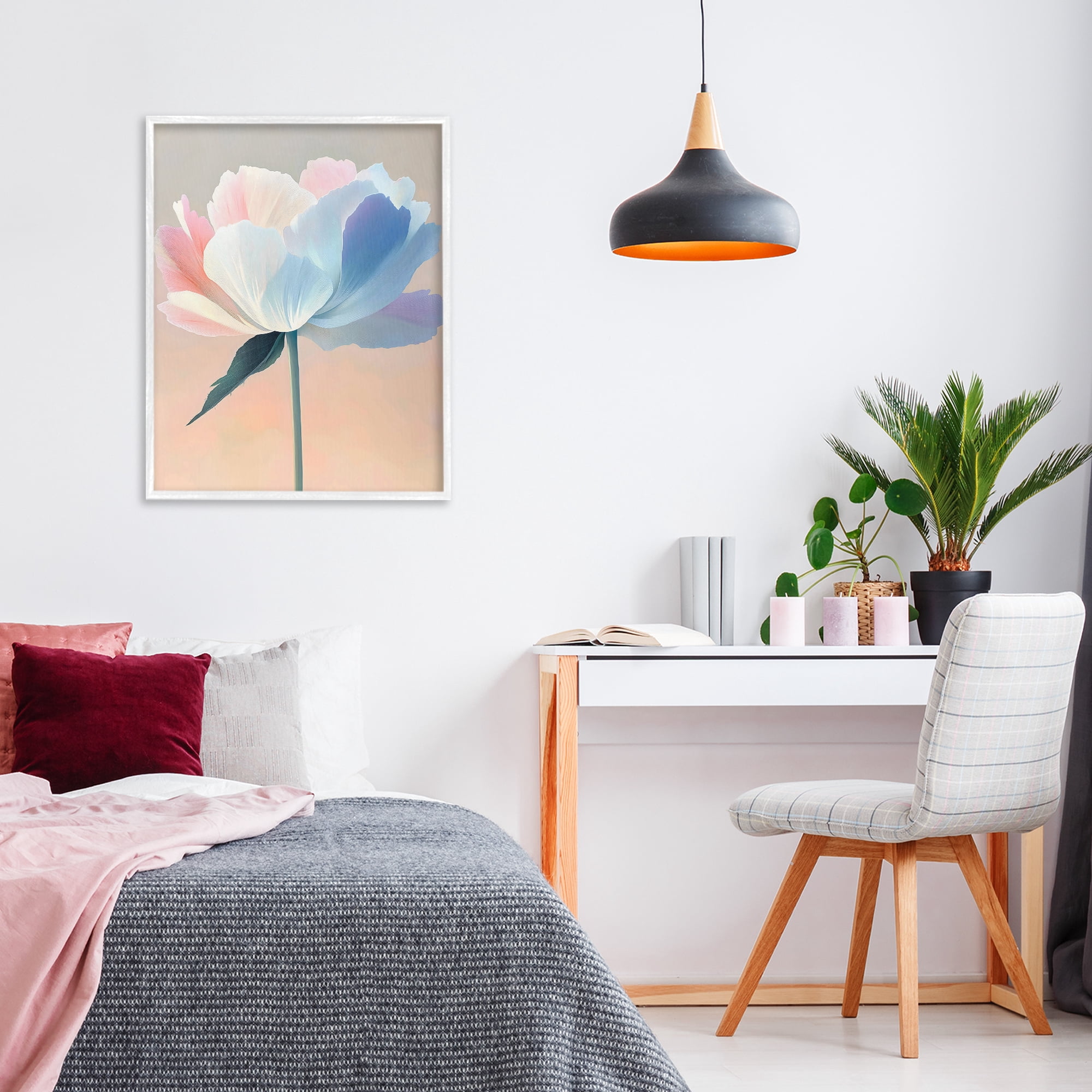 Stupell Industries Pink & Blue Flower Serenity White Framed Giclee Art, design by The Prints Vibe