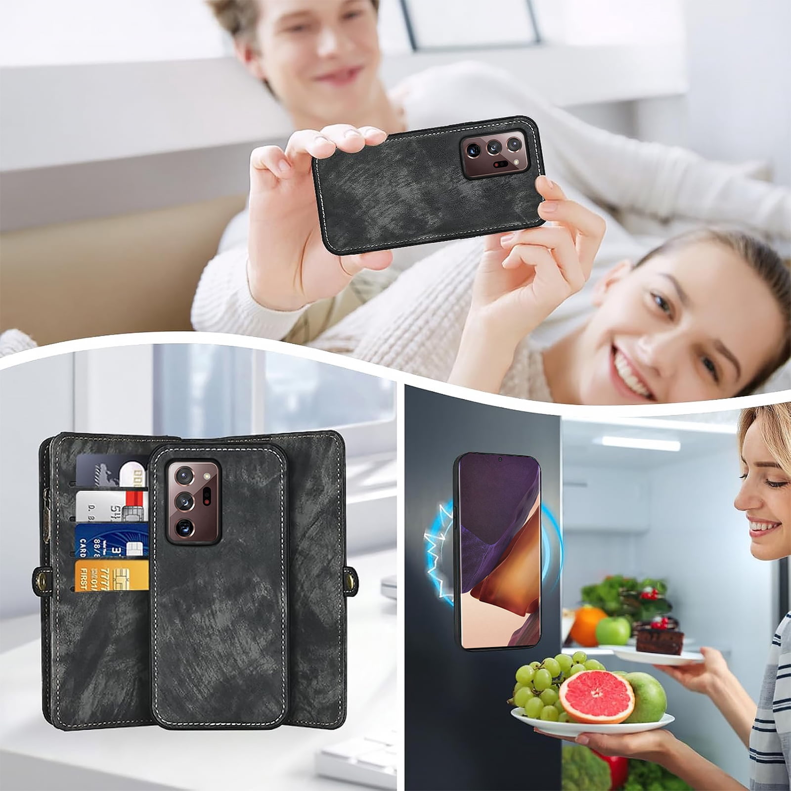 Asuwish Compatible with Samsung Galaxy Note 20 Ultra 5G Phone Case Zipper Wallet Screen Protector Strap Flip Card Holder Cell Cover for Note20 Plus Notes 20Ultra Note20+ U + 20+ Twenty Not S20 Black