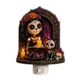 thumbnail image 2 of Day of the Dead Skull Plug In Night Light, Acrylic Sugar Skull Wall Lamp with Warm Glow, Halloween Decor for Bedroom Hallway Entryway Home, 2 of 6