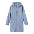 thumbnail image 6 of Levmjia Women Hooded Rain Jacket Waterproof Lightweight Long Sleeve Zip Up Mid Length Loose Fit Solid Color Outerwear Pockets Daily Commute Hiking Camping Travel Outdoor Casual, 6 of 6