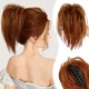 thumbnail image 1 of Extensiones de moño de pelo sintético liso y desordenado, banda elástica, moño de pelo esponjoso, coletero, postizo para mujer, 1 of 6