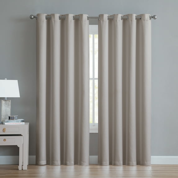 Angela Shiny Embossed Texture Grommet Room Darkening Window Curtain Panel 52 W x 84 L inch, 2-Pack Grey