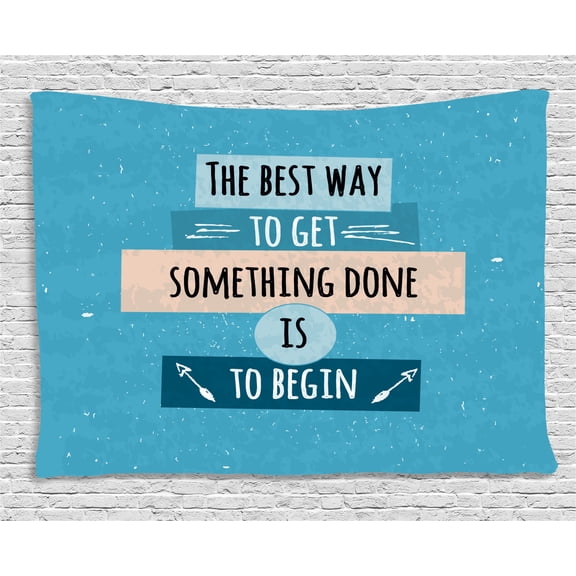 Motivational Tapestry, Philosophical Life Message to Raise Faith in Yourself and Your Strength, Wall Hanging for Bedroom Living Room Dorm Decor, 60W X 40L Inches, Blue Peach Black, by Ambesonne