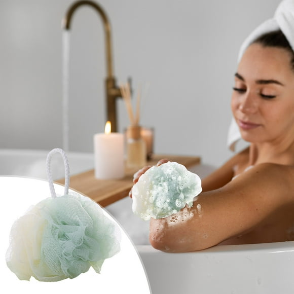 Xihbxyly Bola de Baño Espumosa, Esponja de Ducha Bicolor, Accesorio de Baño Suave y Delicado, Espuma Abundante y Limpieza, Relajación Diaria y Experiencia Refrescante, Perfecta para Todo Tipo de Piel