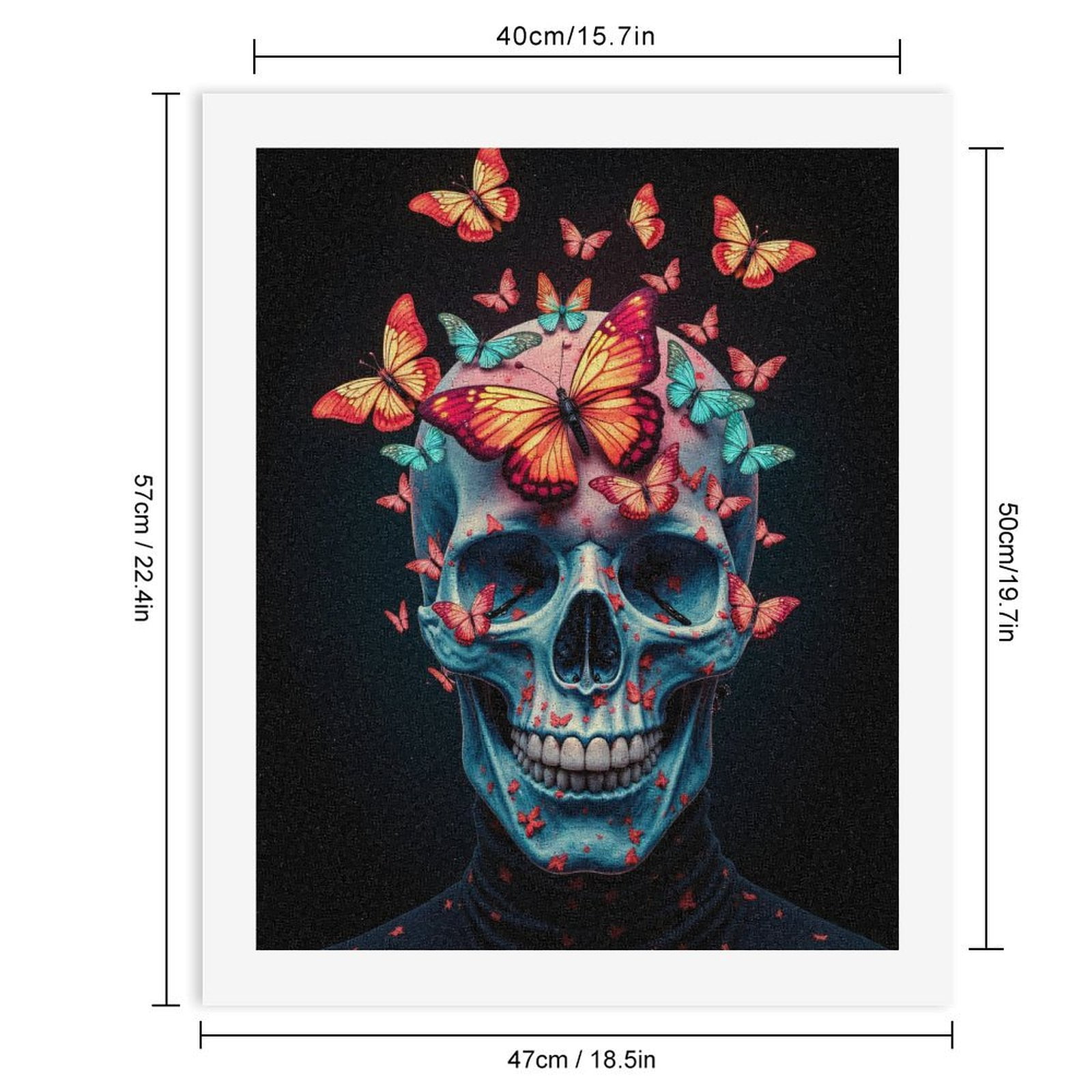 Paint By Numbers Kit for Adults Beginner - DIY Skull And Butterflies Vibrant Art Canvas Painting Kits for Adults, Frameless Paint By Number for Adults for Home Wall Decor 16x20 Inch