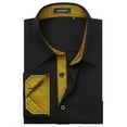 thumbnail image 5 of HISDERN Men's Long Sleeve Dress Shirt Casual Button Down Shirt Formal Business Shirt Black Gold, 5 of 7