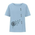 thumbnail image 4 of IROINNID Fashion Women Summer Loose Button Down Print Round-Neck Fashion T-Shirt Short Sleeve Casual Blouse Spring Saving, 4 of 5