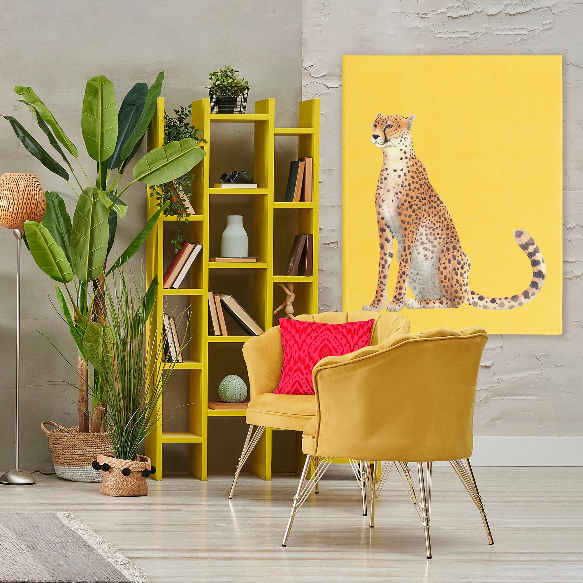 Stupell Industries Cheetah on Vibrant Yellow Canvas Wall Art, design by Karolina Sato