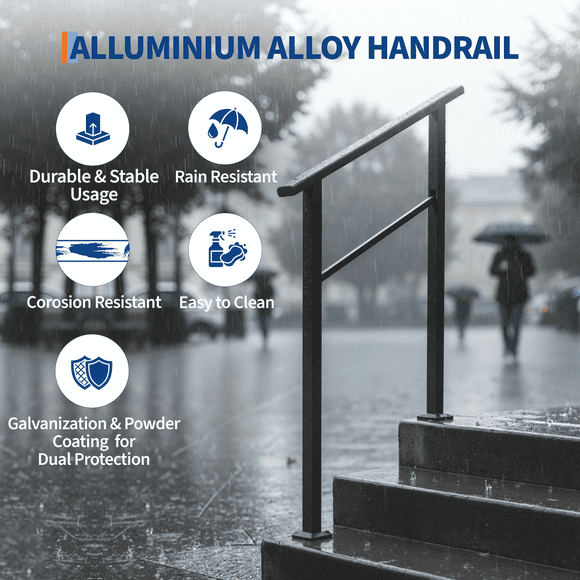 EDTara Aluminum and Wrought Iron Hand Railings, Outdoor Stair Handrail Kit for Steps, Ensuring Safety & Support