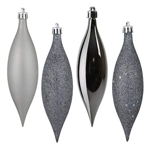 Vickerman 569337-5.5" Limestone 4 Assorted Finish Drop Christmas Tree Ornament (8 pack) (N500125)