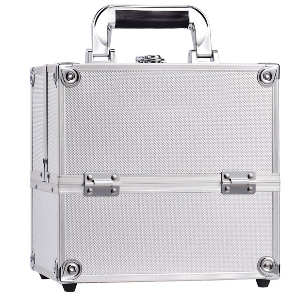 Extra Large Makeup Case Cosmetic Train Case with Dividers Lockable