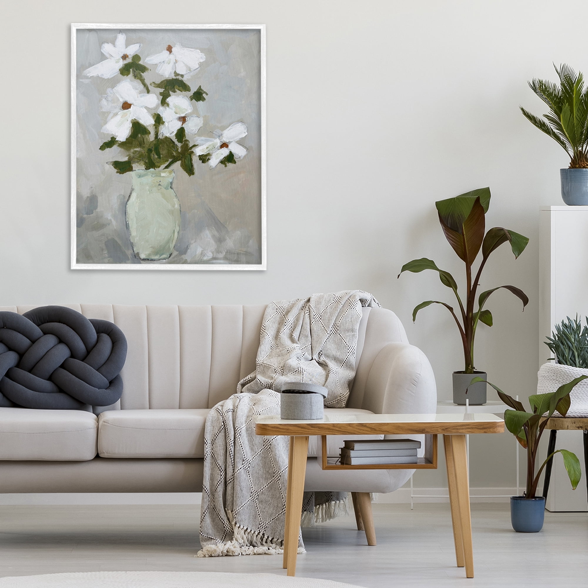 Stupell Industries Cosmos Flowers Serene Rustic Vase White Framed Giclee Art, design by Chloe Elliot