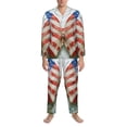 thumbnail image 3 of Balery Patriotic Butterfly Floral Pijama para Hombre de Dos Piezas con Manga Larga, Conjunto de Dormir y Descanso Suave con Bolsillos-Large, 3 of 7