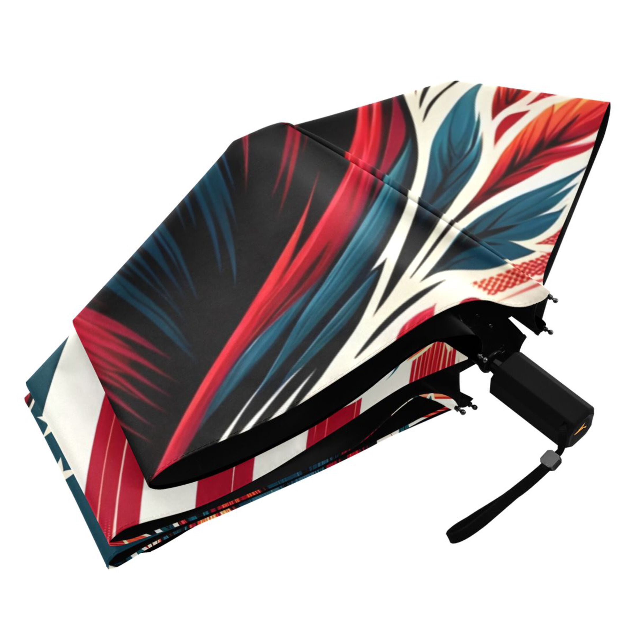 Beautiful Deer with American Flag Compact Sun Umbrella Windproof Travel Umbrellas for Rain Strong Portable UV Protection
