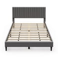 thumbnail image 2 of Queen Bed Frame No Box Spring Needed, Platform Bed Frame with Upholstered Velvet Headboard, Wood Slat Support, Noise-Free, Smoky Grey, 2 of 10