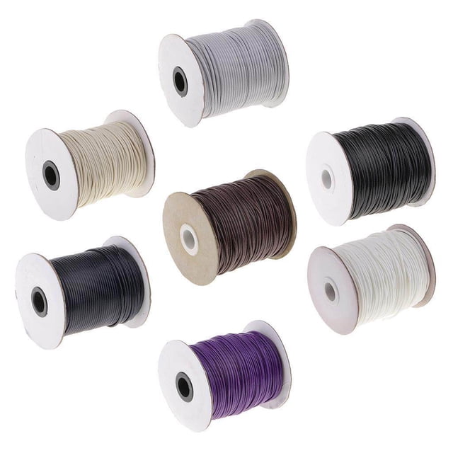 Langgg 80 Meters 2mm Waxed Cord Beading DIY Leather Craft DIY Jewelry Making Necklace Thread Thread Navy Blue