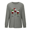 thumbnail image 5 of Hauts pour Femmes Décontractés Chics Imprimé de Noël Manches Longues Col Rond Blouse en Liquidation, 5 of 5