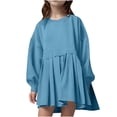 thumbnail image 1 of Odeerbi 5-14 Años Niñas Sudadera Plisada Vestido Color Sólido Manga Larga Niños Cuello Redondo Mini Vestido, 1 of 8