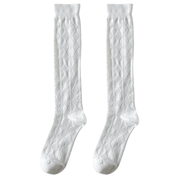 Women Sweet Girls Summer Thin Knee High Socks Japanese Style Lolita Geometric Diamond Plaid Striped Jacquard Student Uniform Calf Stockings