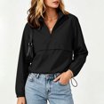 thumbnail image 6 of Zpanxa Fall Jackets for Women Half Zip Stand Collar Pullover Jacket with Drawstring Hem Long Sleeve, 6 of 8