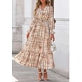 thumbnail image 2 of Vestido Maxi Floral de Mujer PRETTYGARDEN Manga Larga Cuello en V Talla L, 2 of 8