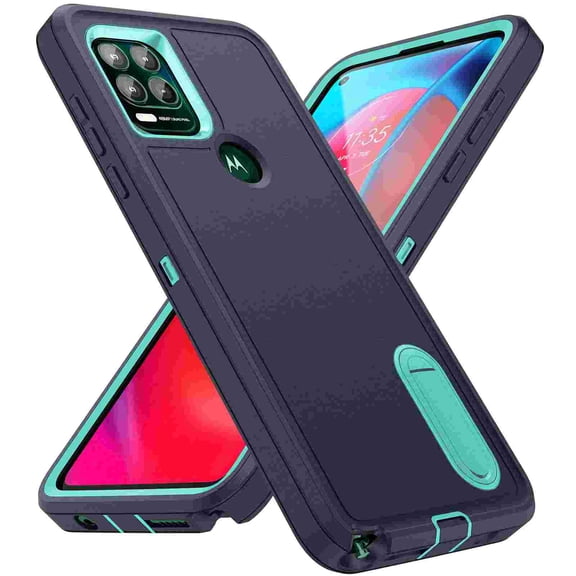 for Moto G Power (2025) Hybrid Case with Hidden Kickstand, [10FT Military Drop Protection] Rugged Heavy Duty Hard PC Soft Silicone Rubber Bumper Hybrid Triple-Layer Case,
Darkblue Mint