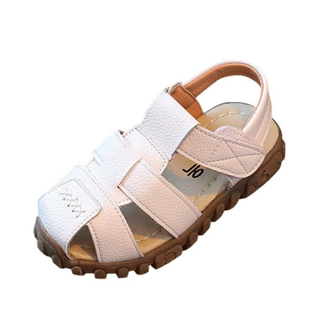 Kid s Boy s Girl s Soft Sole Close Toe Sport Beach Sandals Children Boys Sandals Summer Hollow Causal Soft Bottom Baby Flat Beach Shoes White 6.5 M