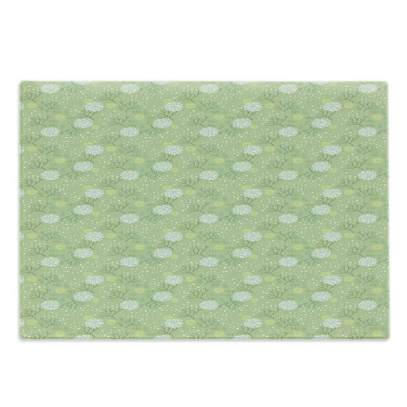 Spring Cutting Board, Abstract Floral Bloom Pattern with Foliage Leaves and Petals Pale Colored Background, Decorative Tempered Glass Cutting and Serving Board, Large Size, Multicolor, by Ambesonne