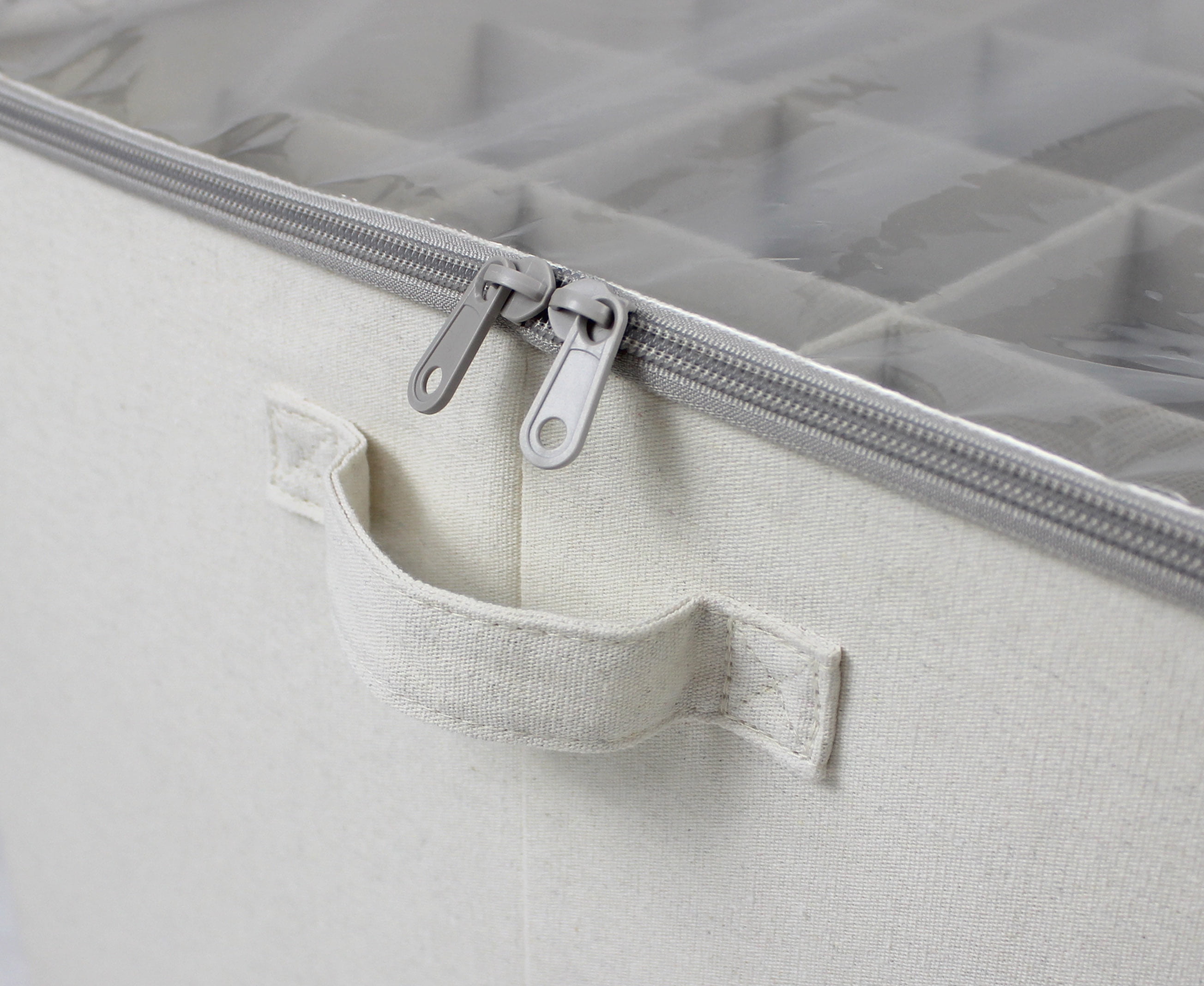 Mainstays Canvas 16 Pair Closet Storage Shoe Organizer Bin with Lid