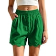 thumbnail image 2 of Admvng Womens Shorts Solid Elastic Waistband Soft Lounge Shorts, 2 of 6