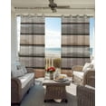 thumbnail image 4 of Brown Beige Stripes Blackout Curtains 45 Inches Long for Bedroom, Geometric Painting Neutral Textured Thermal Insulated Room Darkening Black Out Window Curtain Panels Grommet Drapes for Living Room, 4 of 8