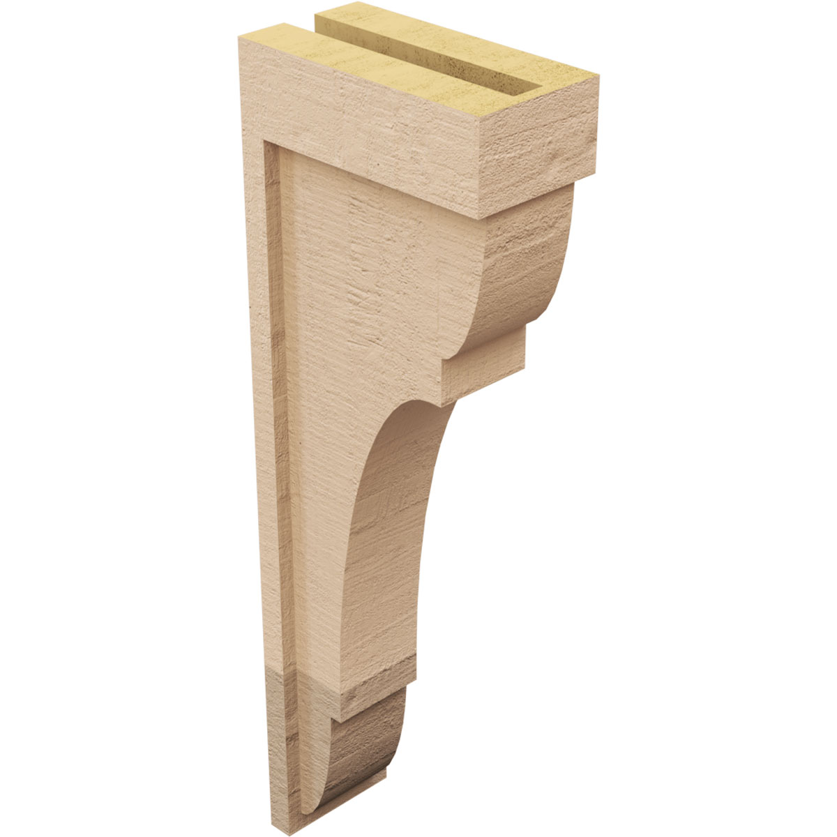 4"W x 8"D x 24"H Thin Bryant Rough Cedar Woodgrain TimberThane Corbel, Primed Tan